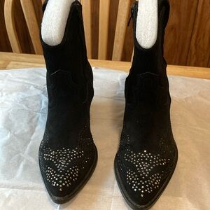 Reba McEntire Rhinestone Leather Western Booties